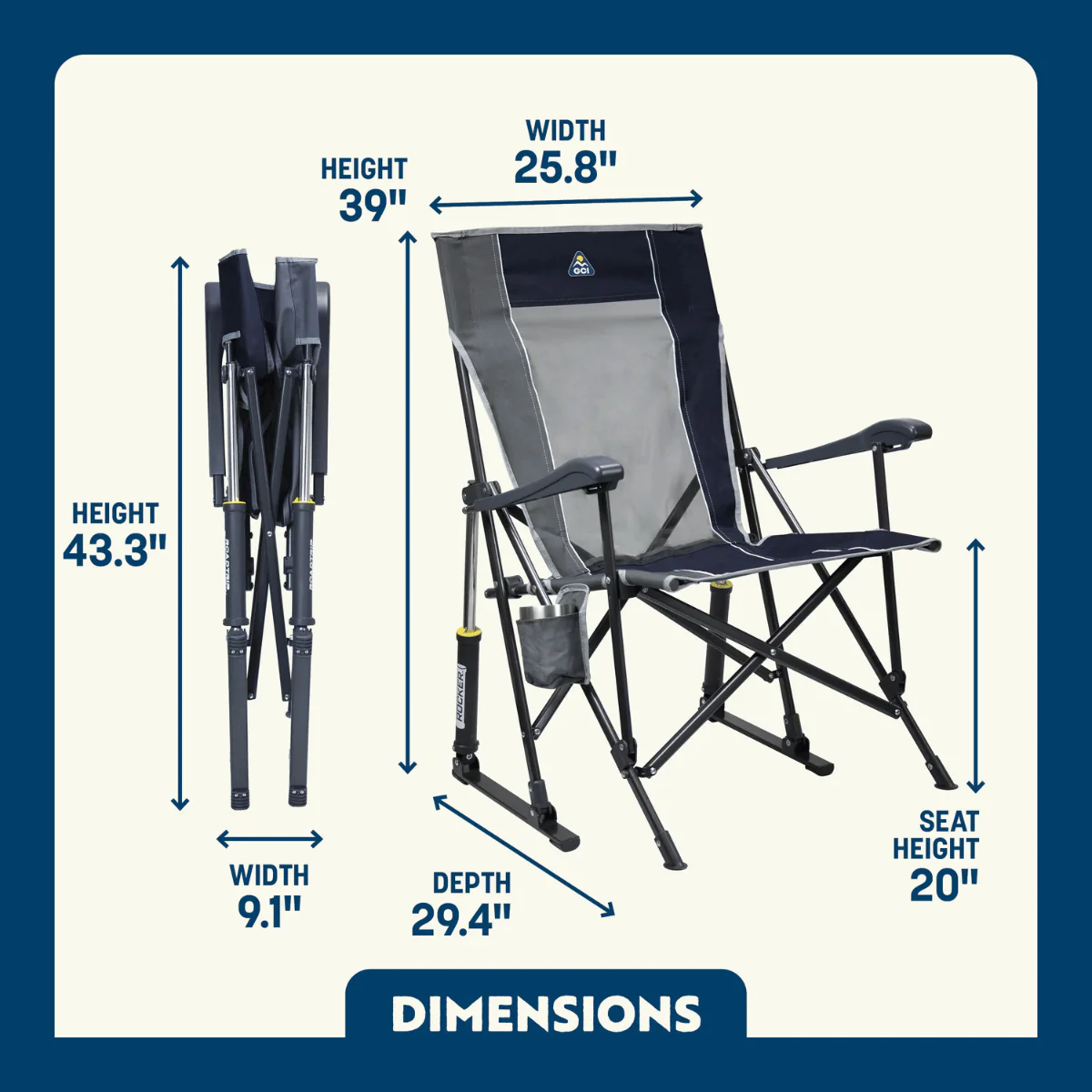 GCI OUTDOOR ROADTRIP ROCKER - INDIGO BLUE - Image 2