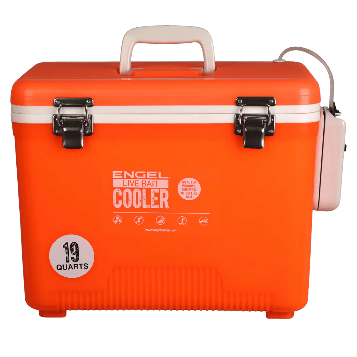 ENGEL 19 QUARTS LIVE BAIT DRYBOX/COOLER - HI VIZ ORANGE