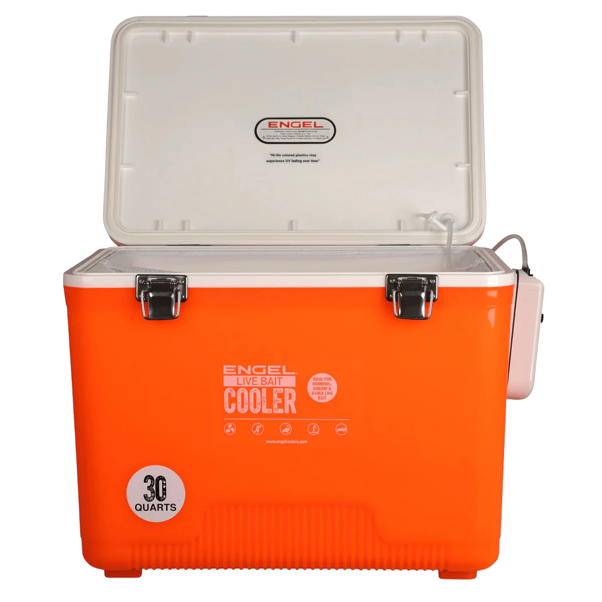 ENGEL 30 QUARTS LIVE BAIT DRYBOX/COOLER - HI VIZ ORANGE - Image 2