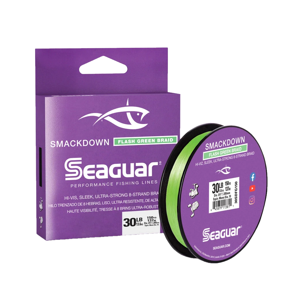 Seaguar Smackdown Flash Green 8 strand Performance Braid 30lb, 150yds