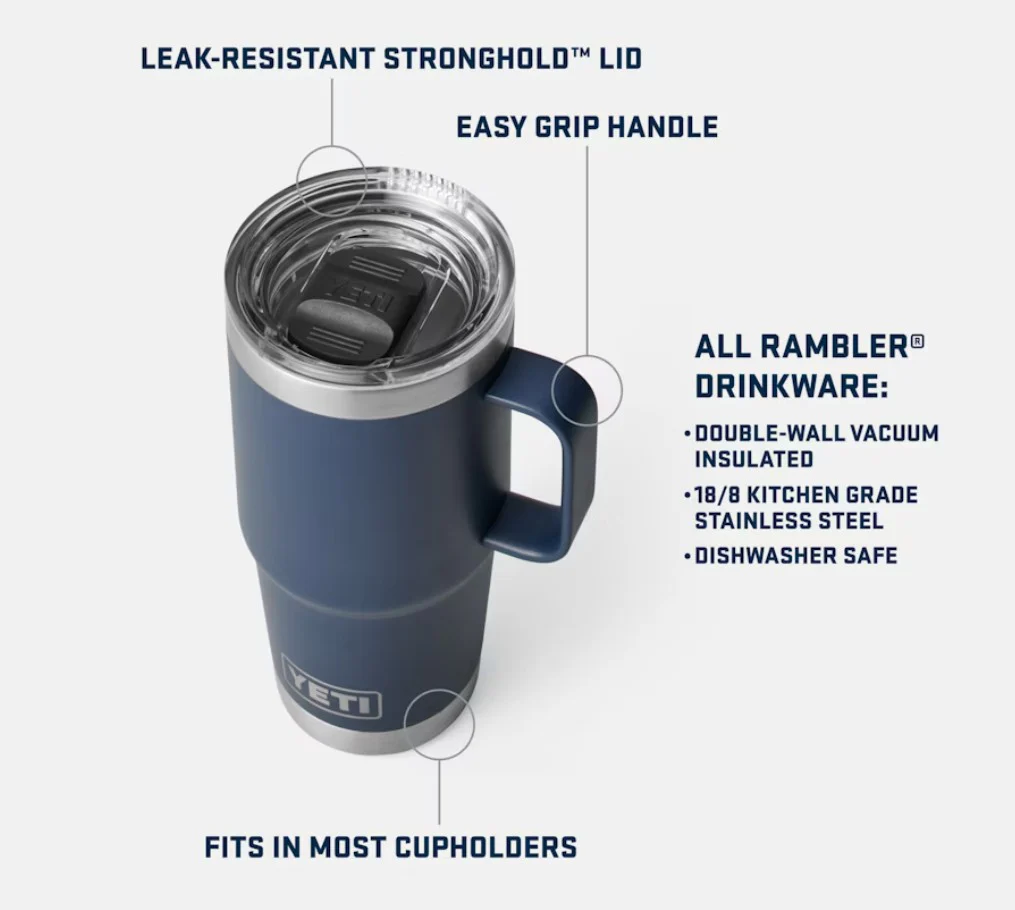 YETI Rambler® 20 oz Travel Mug  WITH STRONGHOLD™ LID - Image 6
