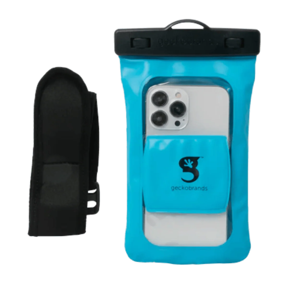 GECKOBRANDS FLOAT PHONE DRY BAG WITH ARM BAND - NEON BLUE - Image 2