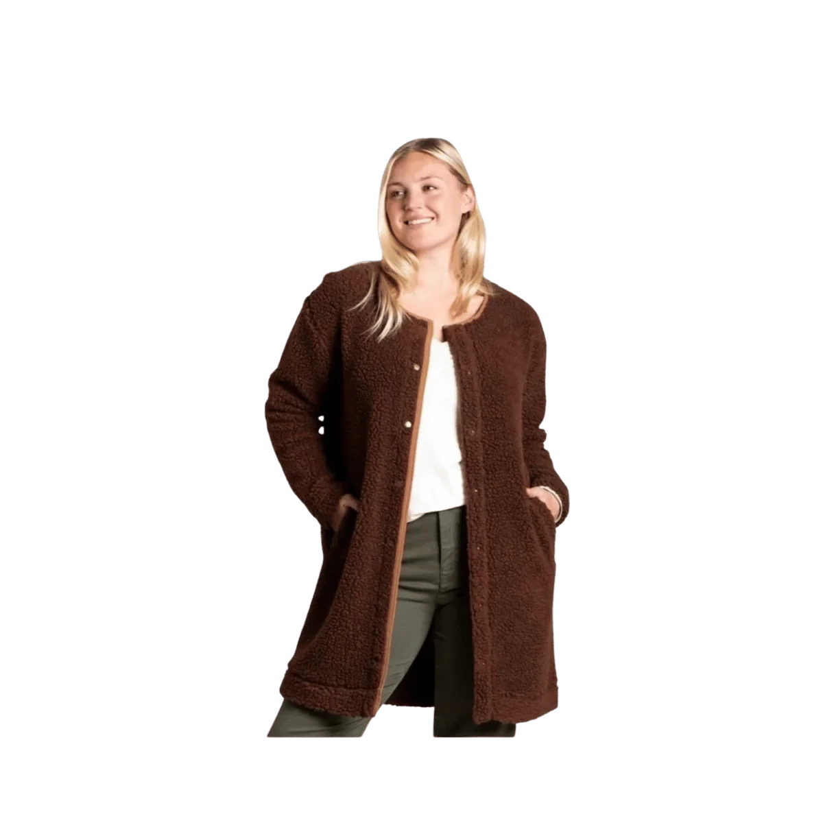 TOAD AND CO WOMENS SESPE SHERPA COATIGAN - DK ROAST