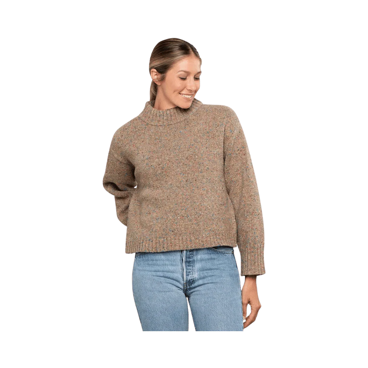 TOAD AND CO WOMENS WILDE MOCK NECK SWEATER - FAWN