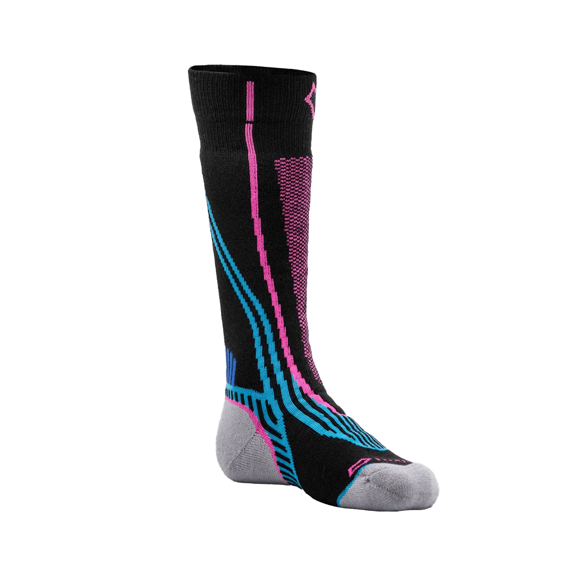 FOX RIVER KIDS' SNOWPASS MEDIUM WEIGHT OTC SKI SNOWBAORD SOCKS - BLACK/PINK