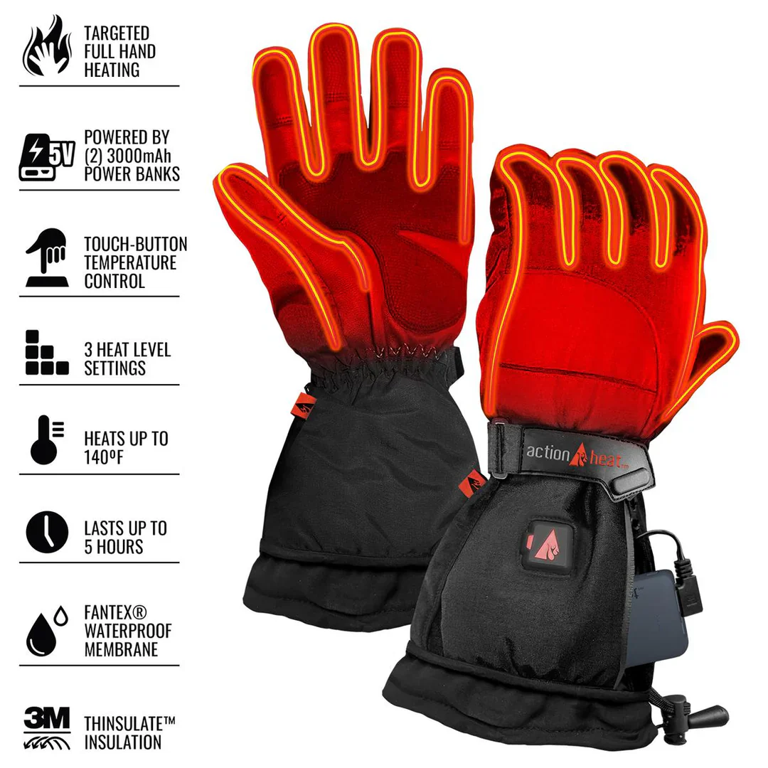 ACTIONHEAT MEN'S 5V BATTERY HEATED SNOW GLOVES - WINDPROOF - Image 3