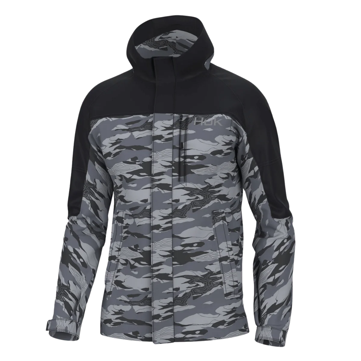 HUK GRAND BANKS JACKET TIDAL MAP - VOLCANIC ASH