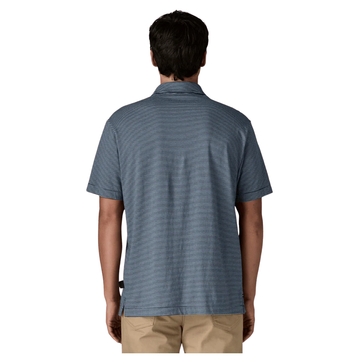 PATAGONIA MEN'S DAILY COTTON POLO SHIRT - FATHOM STRIPE / NEW NAVY - Image 3