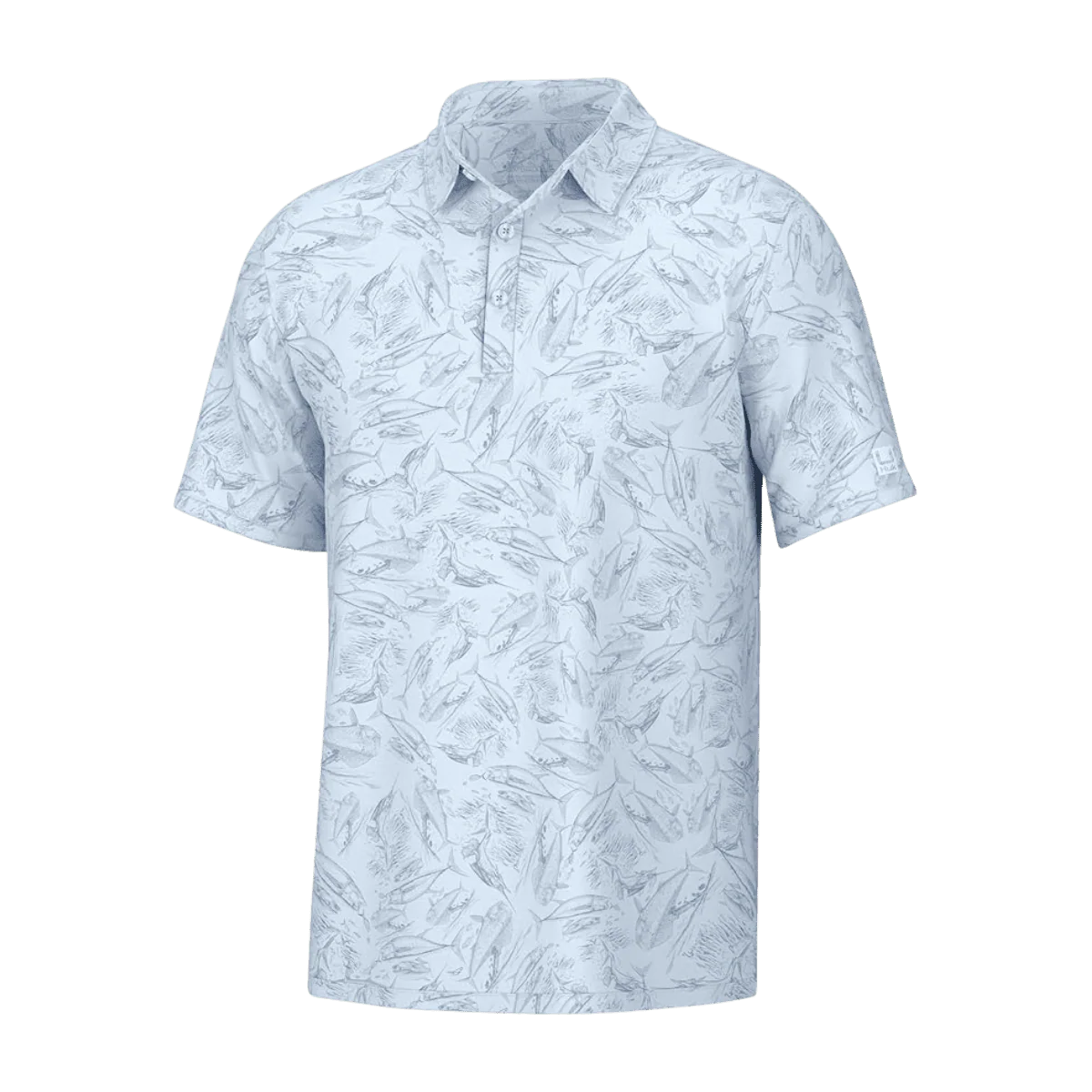 HUK MEN'S PURSUIT POLO FISH CHAOS - ICE WATER