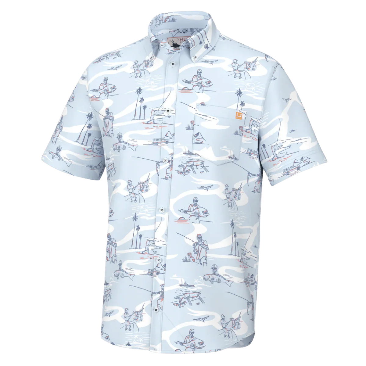 HUK MEN'S FISH BONES KONA BUTTON-DOWN SHIRT
