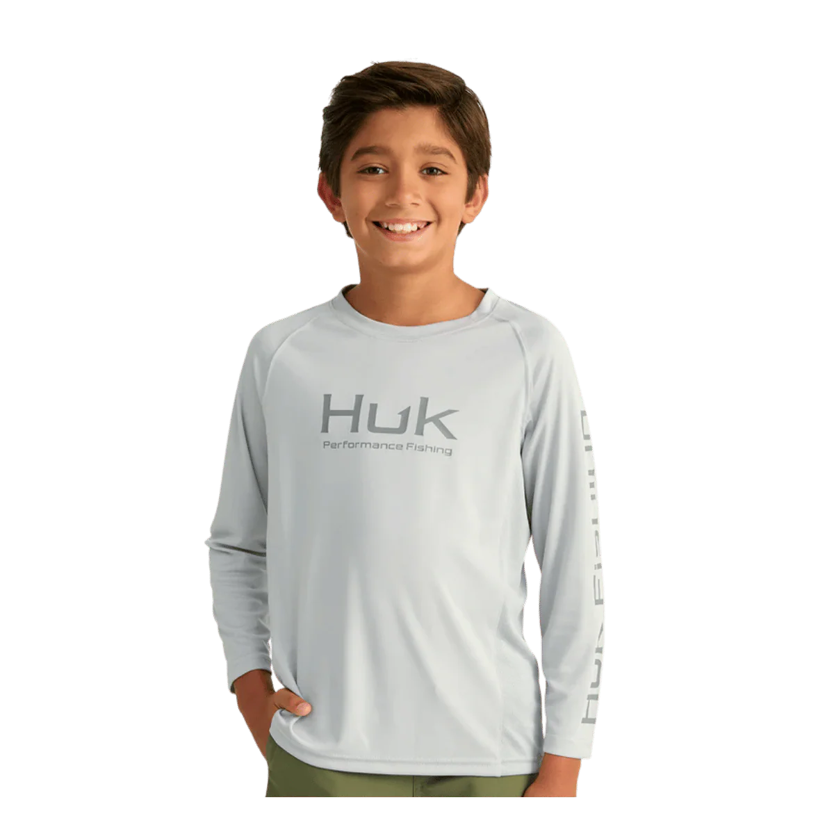 HUK KIDS' PURSUIT PERFORMANCE CREW SOLID - HARBOUR MIST
