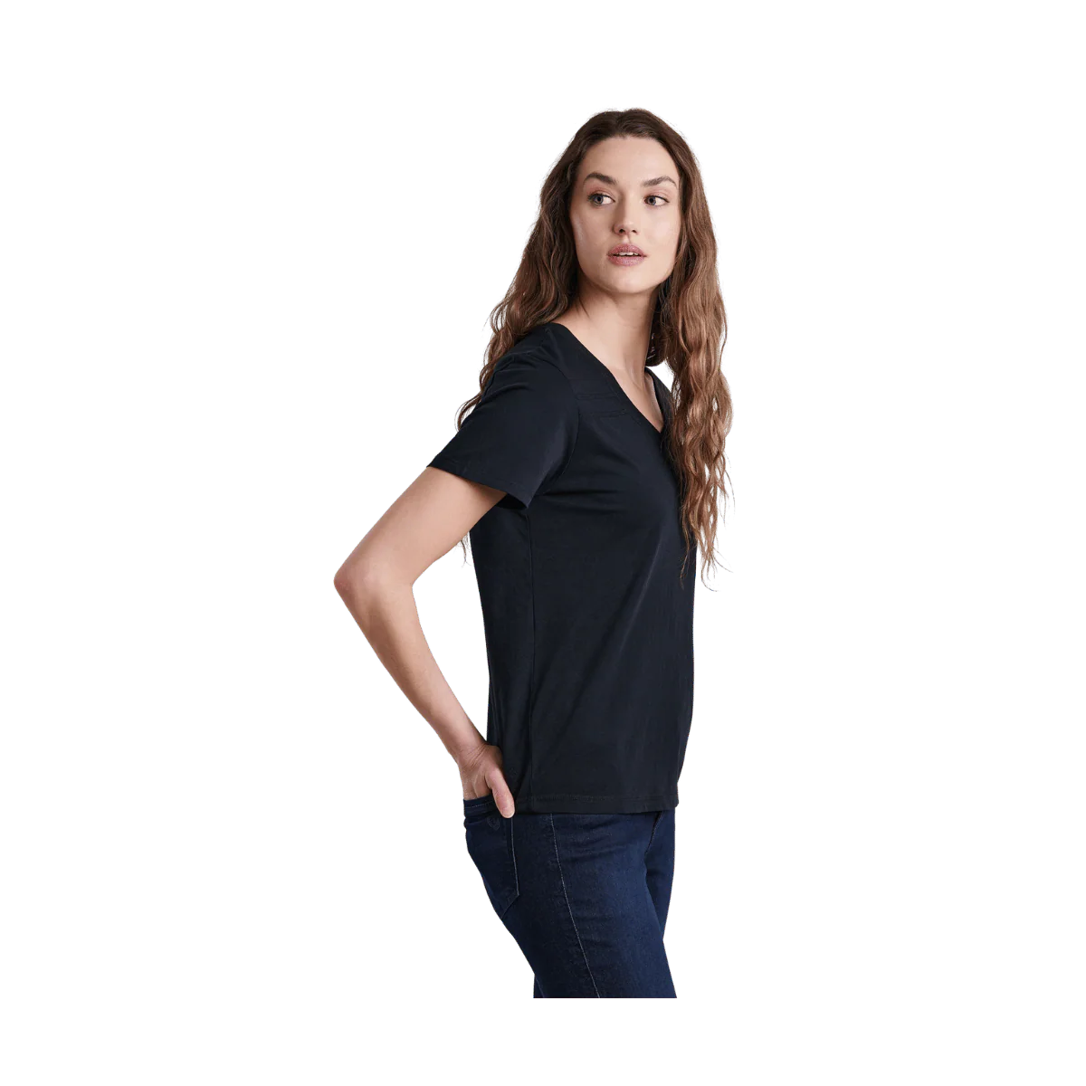 KUHL WOMEN'S ARABELLA V-NECK SHORT SLEEVE TEE - BLACK - Image 2