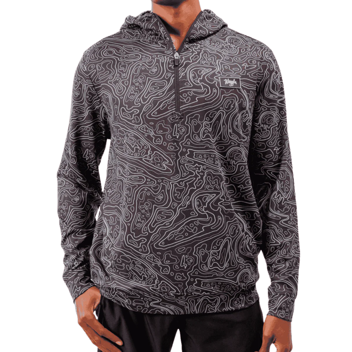WAGGLE GOLF LOON LAKE TOPO ZIP HOODIE - BLACK