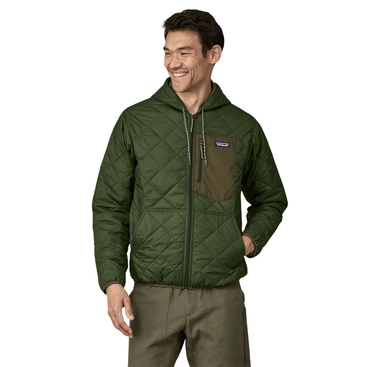 PATAGONIA DIAMOND QUILTED BOMBER HOODY - TORREY PINE GREEN