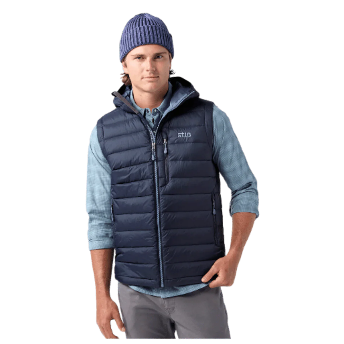 STIO HOMETOWN DOWN HOODED VEST - MOUNTAIN SHADOW