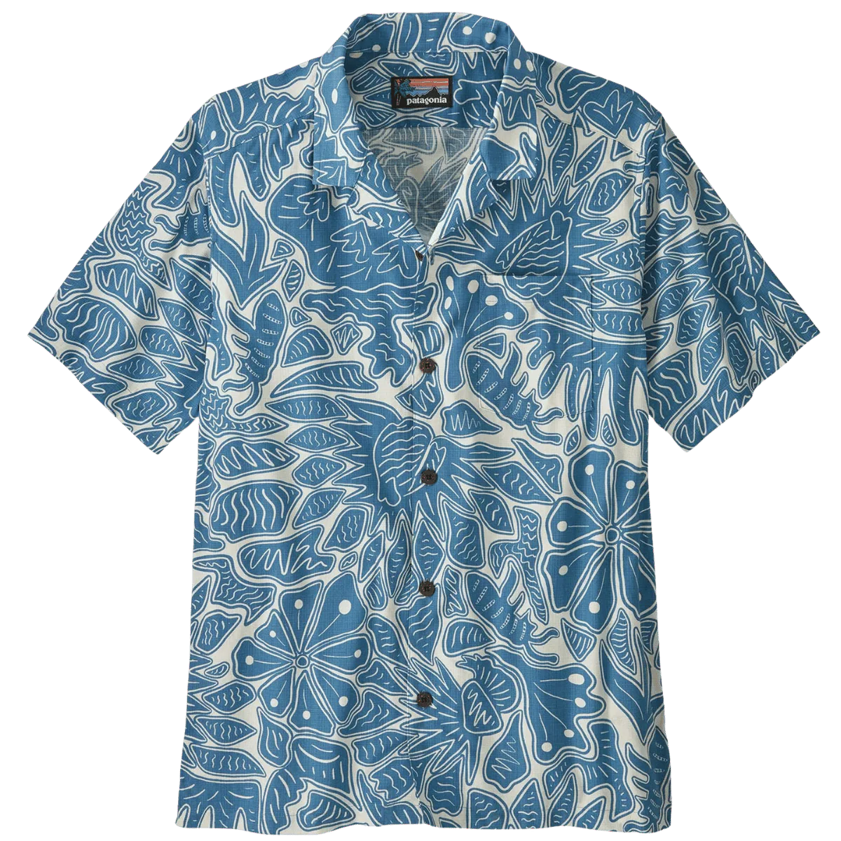 PATAGONIA TIDAL THREADS CAMP SHIRT - BEES & FLOWERS: STILL BLUE