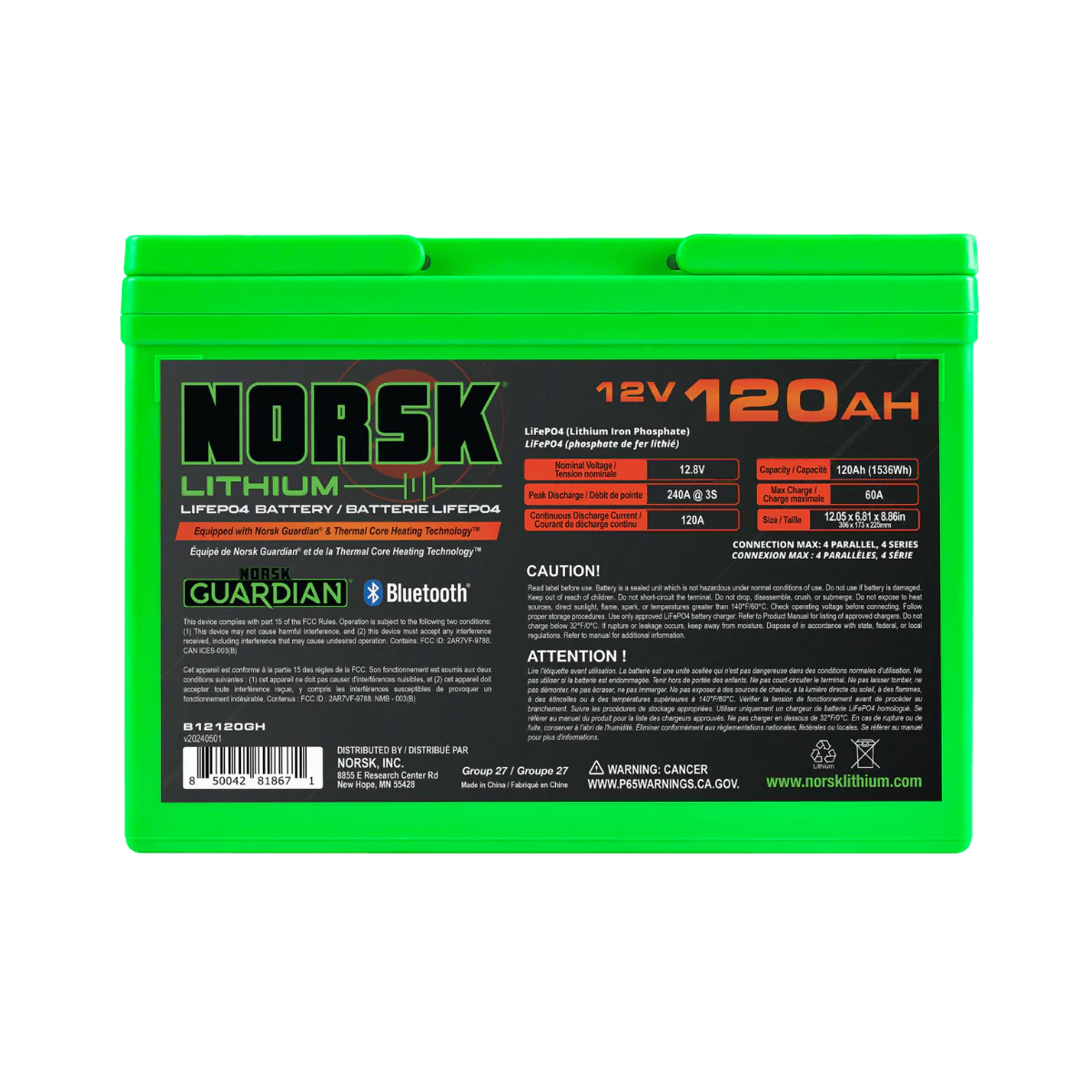 NORSK FISHING 12V 120AH HEATED DEEP CYCLE BATTERY - Image 3