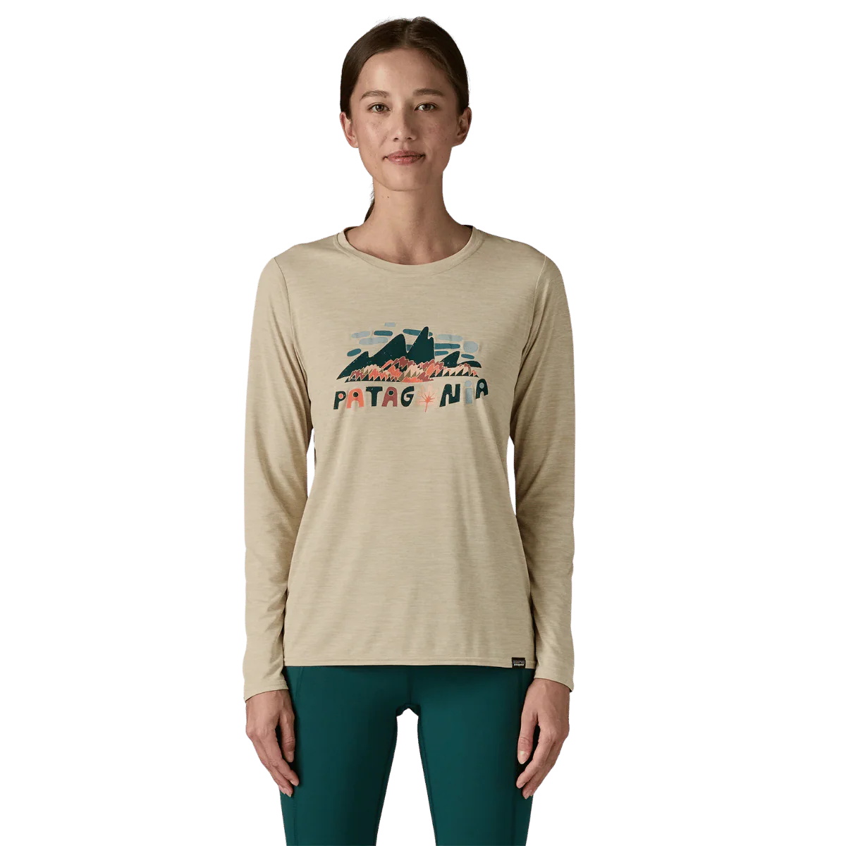 PATAGONIA WOMEN'S CAP COOL DLY GRAPHIC LONG SLEEVE - PUMICE X-DYE - Image 2