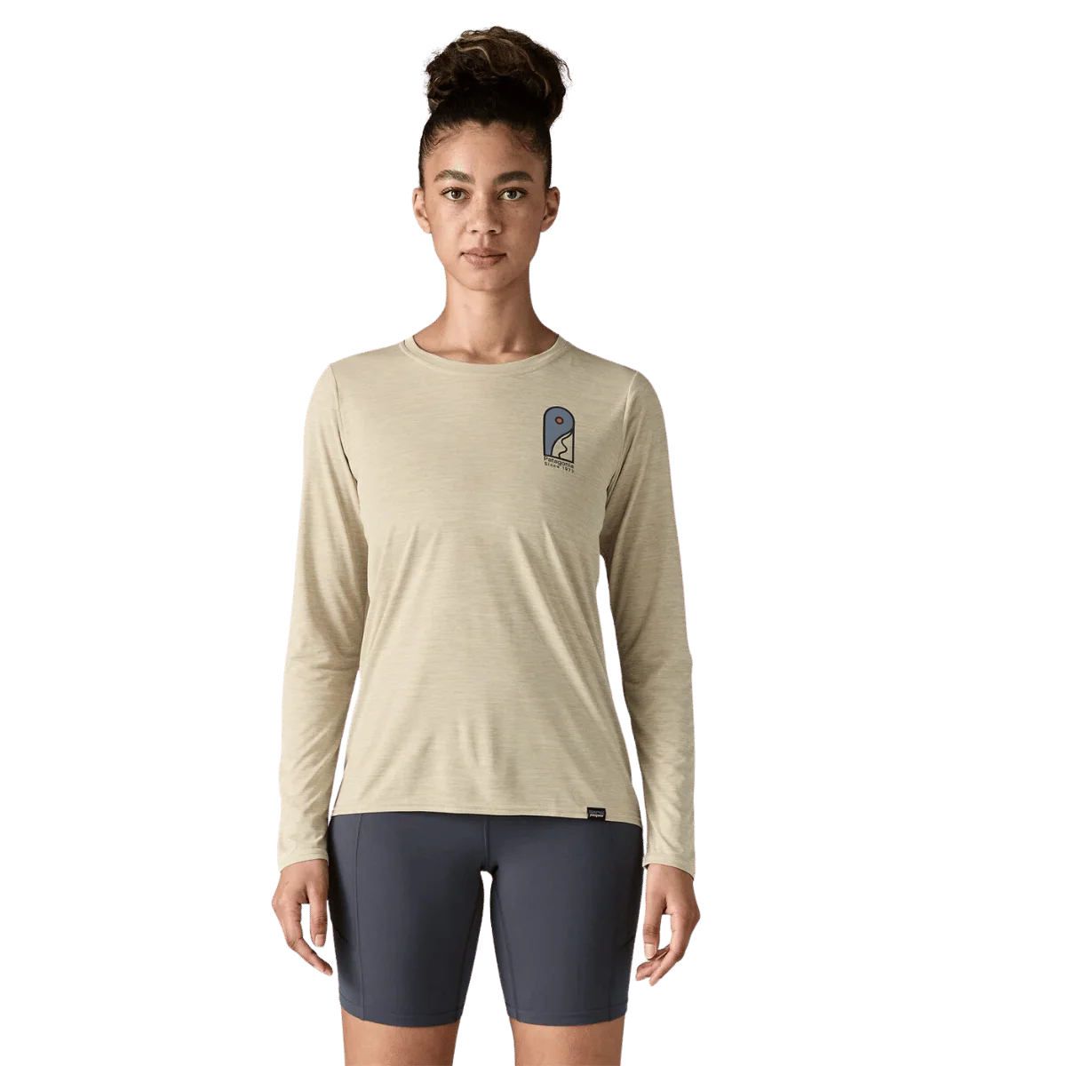 PATAGONIA WOMENS LONGSLEEVE CAP COOL DAILY SHIRT LAND - PUMICE X-DYE