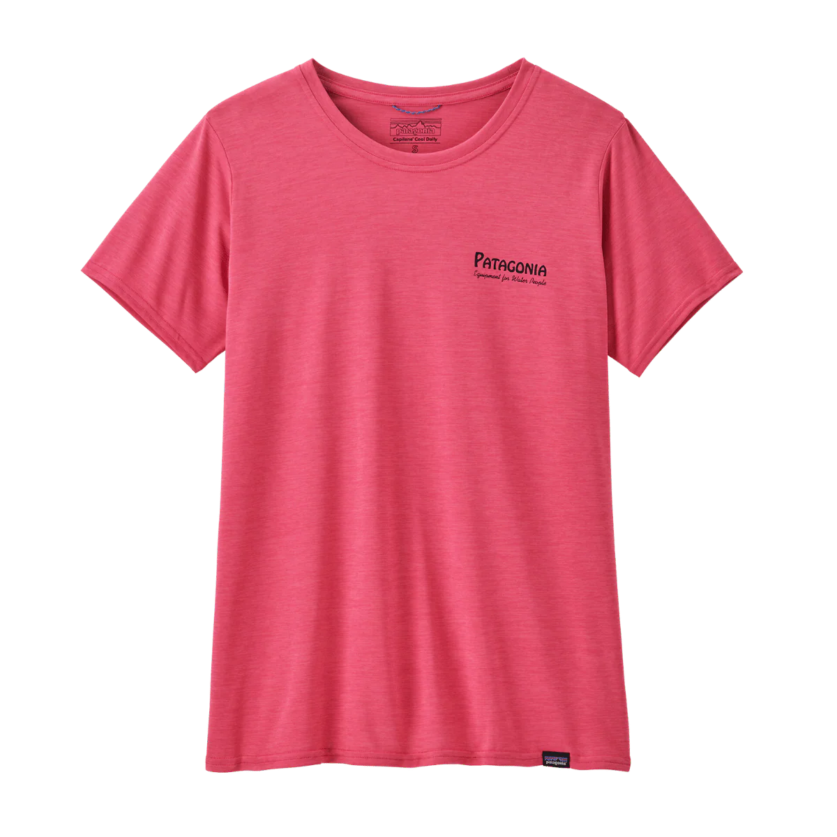 PATAGONIA WOMEN'S CAPILENE COOL DAILY SHIRT WATER - WATER PEOPLE BANNER: LUMINOUS PINK