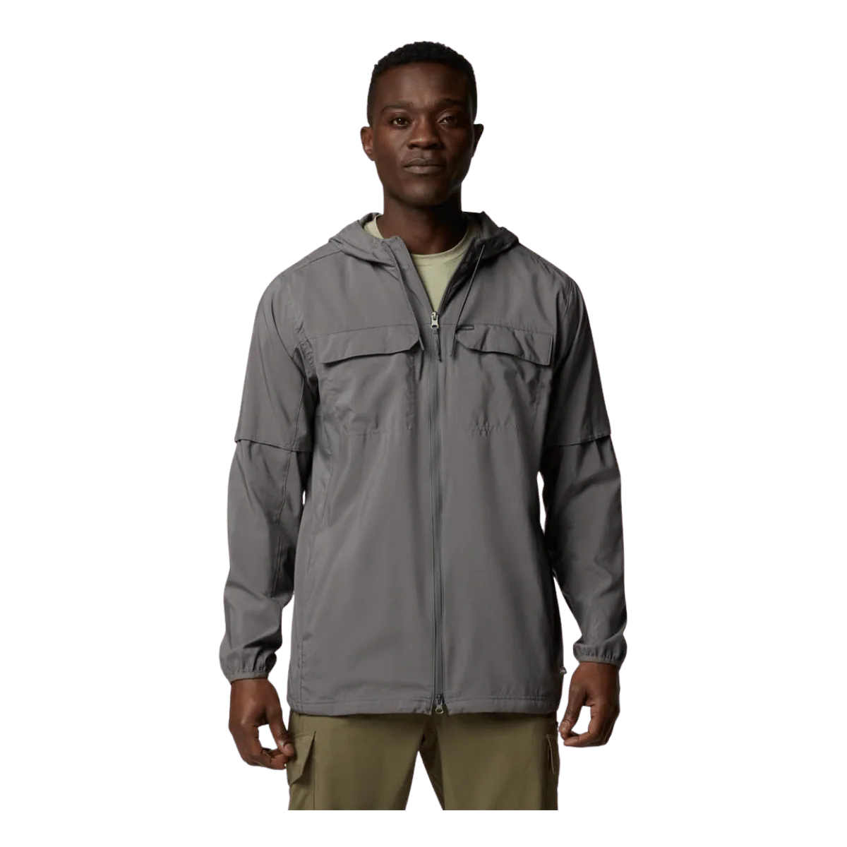 COLUMBIA MEN'S SKIEN VALLEY HOODED LONG SLEEVE SHIRT - CITY GREY