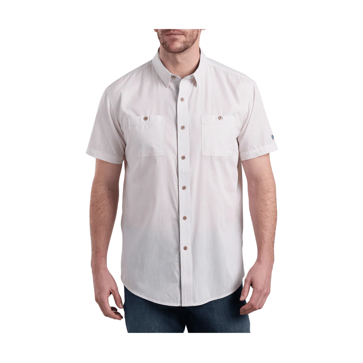 KUHL MEN'S KARIB STRIPE SHORT SLEEVE SHIRT - SEA SALT