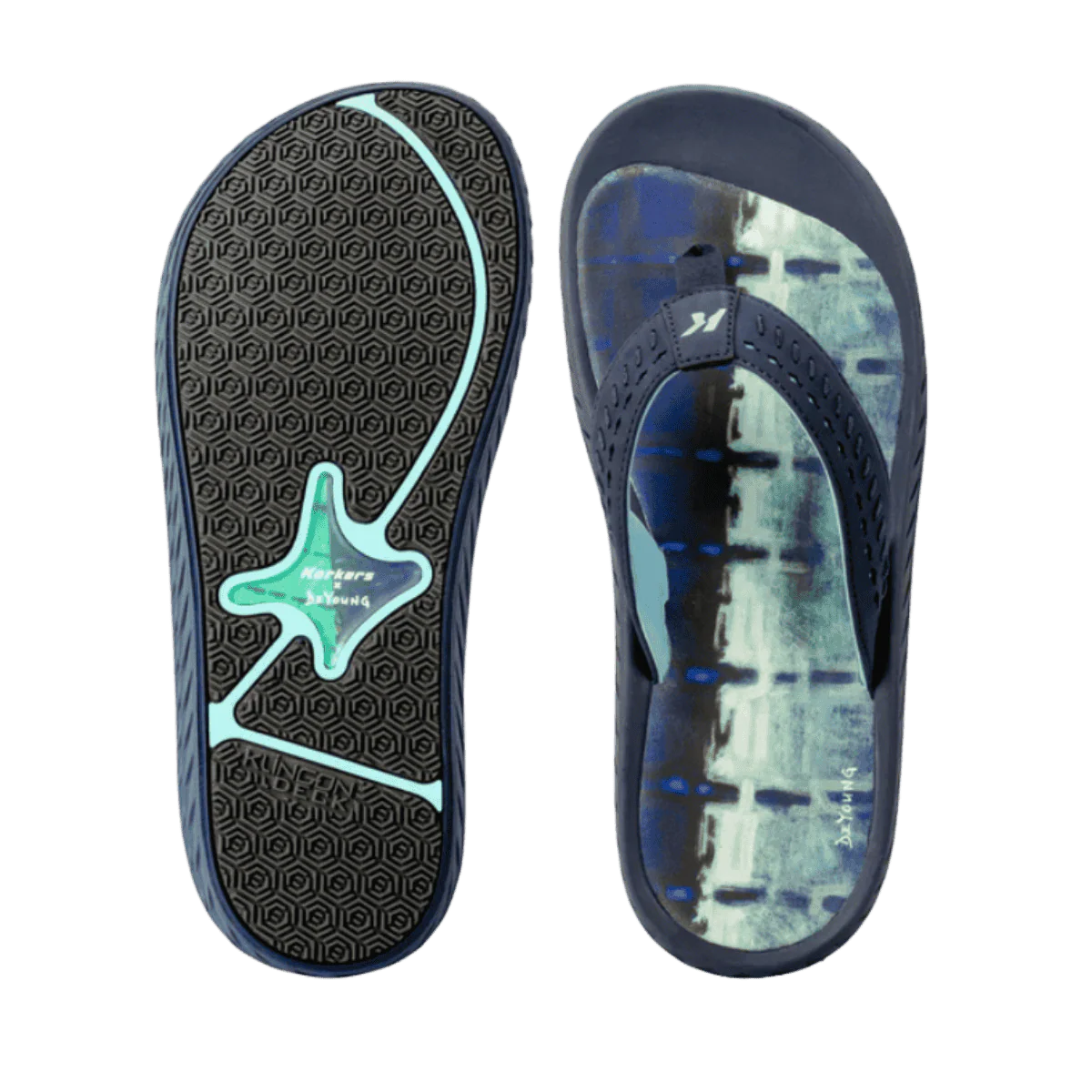 KORKERS MEN'S FISH FLIP FLOP MARLIN - BLUE