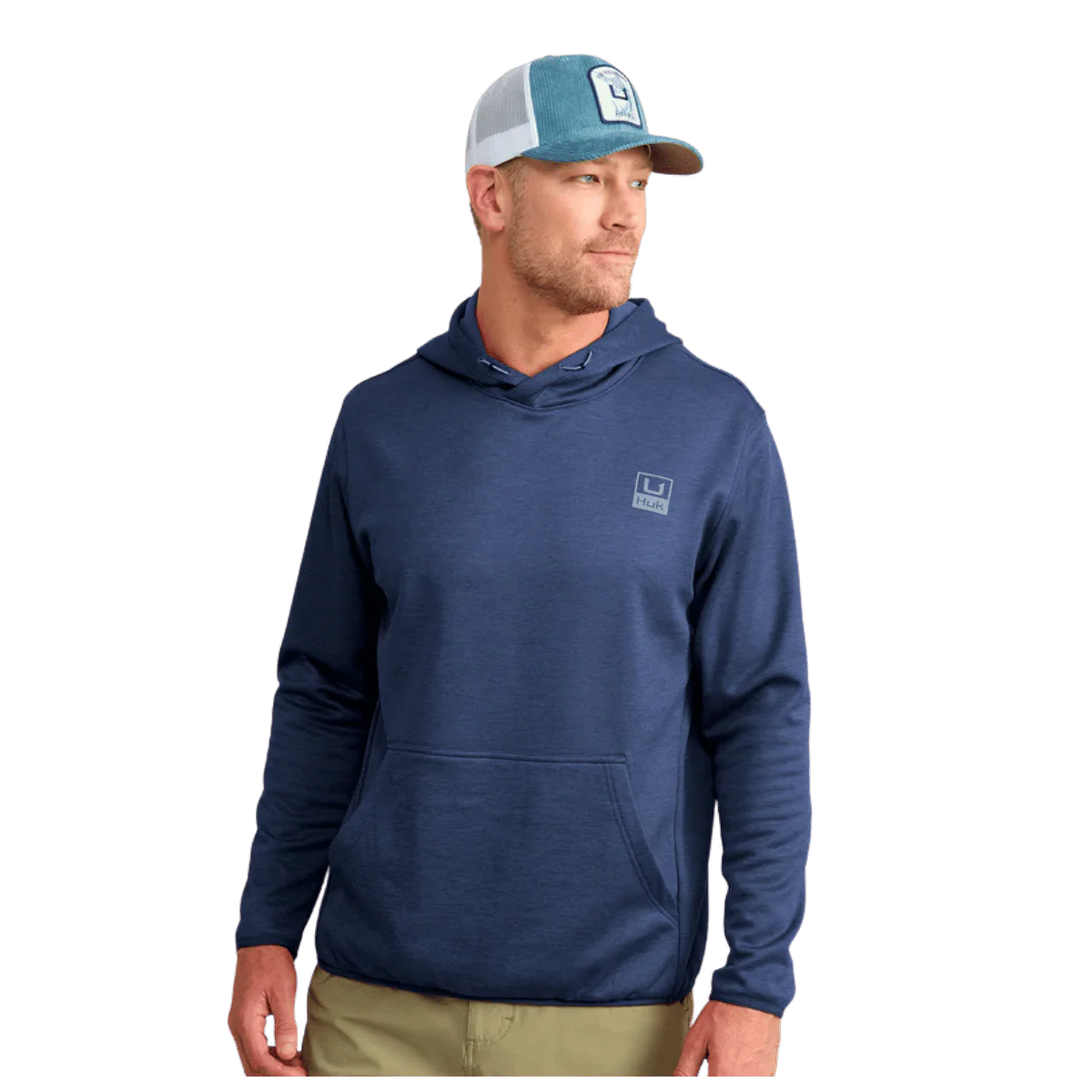 HUK MEN'S COLDFRONT + PERFORMANCE HOODIE - NAVAL ACEDEMY HEATHER