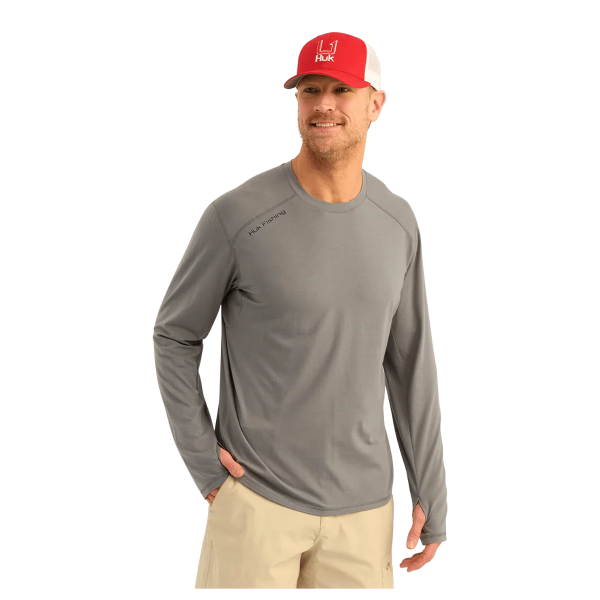 HUK MEN'S BREAKWATER CREW-NECK LONG-SLEEVE SHIRT