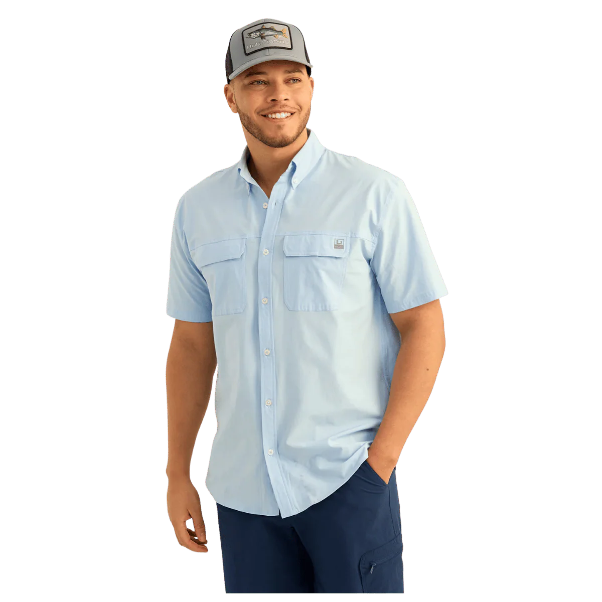 HUK MEN'S NEXT LEVEL SHORT SLEEVE BUTTON-DOWN SHIRT