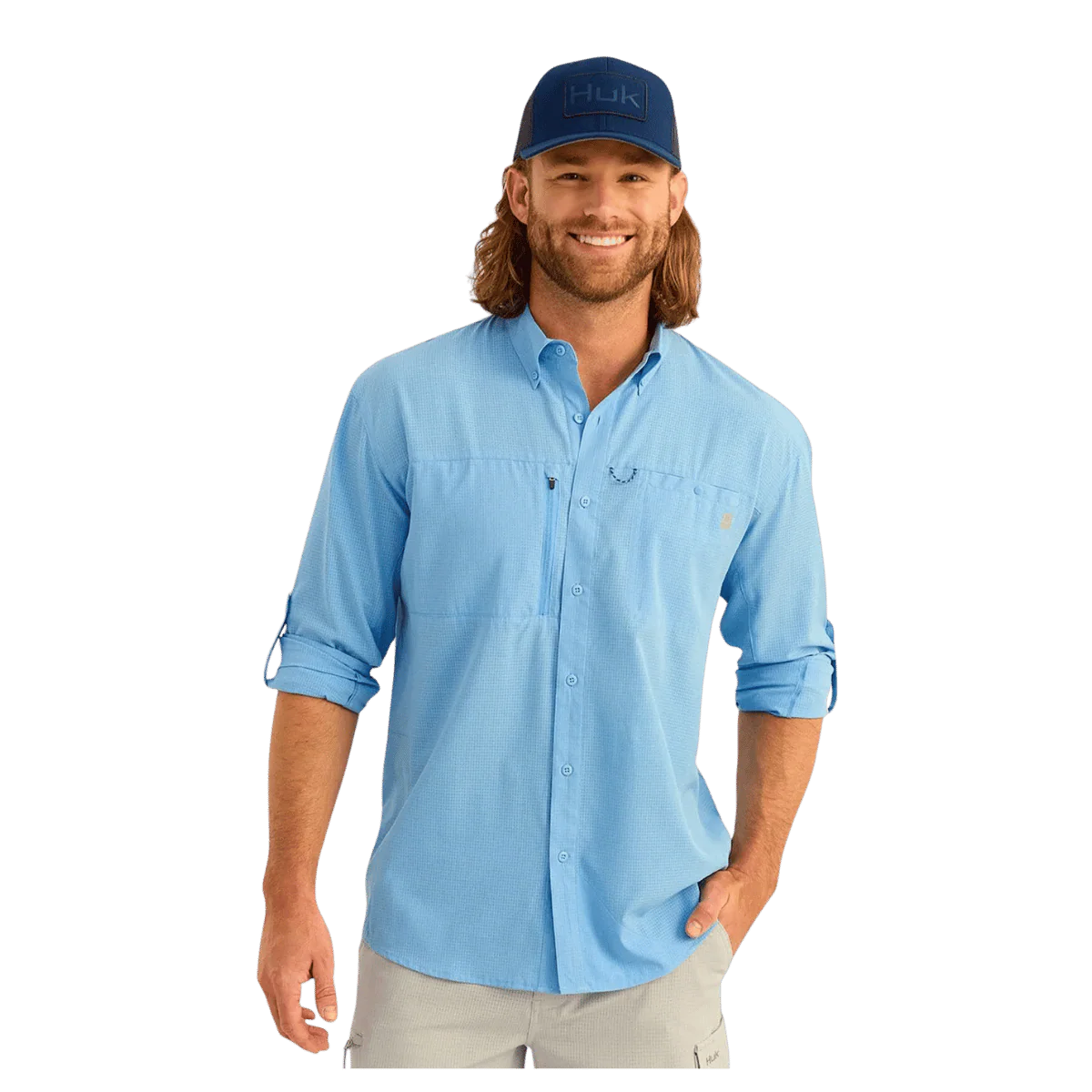 HUK MEN'S A1A WOVEN LONG-SLEEVE SHIRT