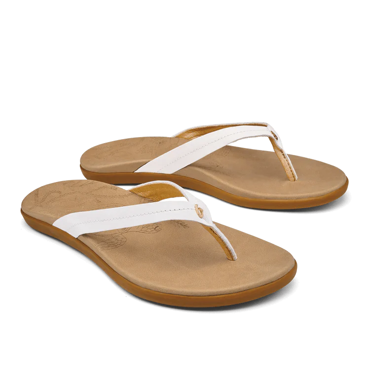 OLUKAI WOMEN'S HONU SANDAL - BRIGHT WHITE/GOLDEN SAND - Image 3