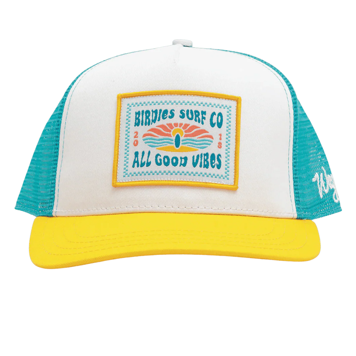 WAGGLE GOLF BIRDIE'S SURF CO TRUCKER HAT WHITE - Image 2