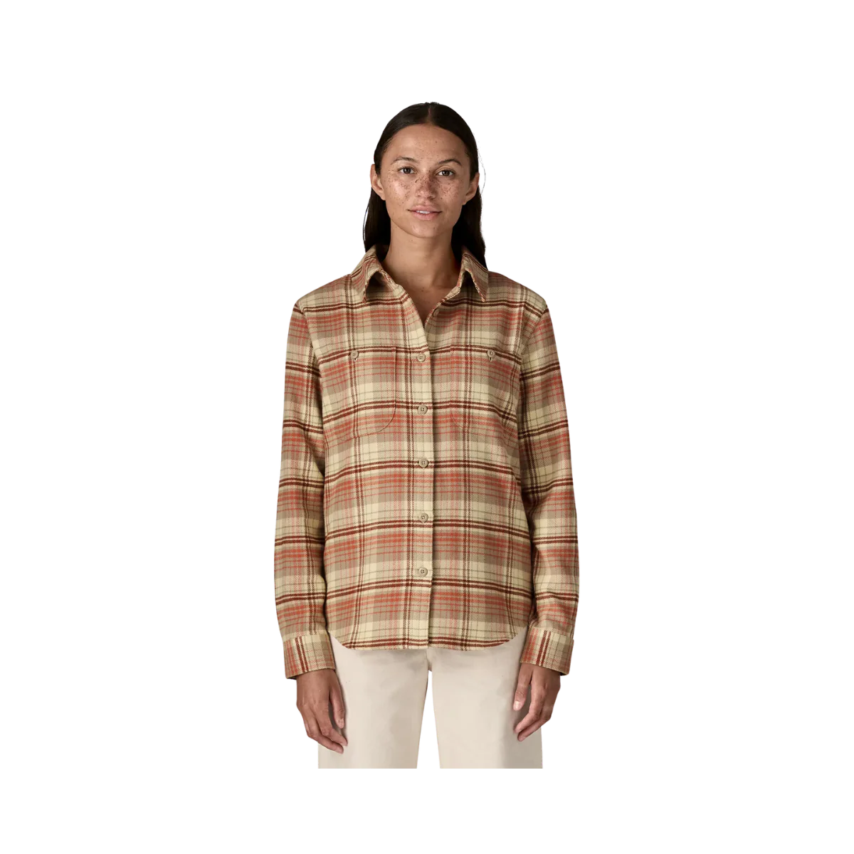 PATAGONIA WOME'S LONG SLEEVED FJORD FLANNEL SHIRT - POTTERS RED