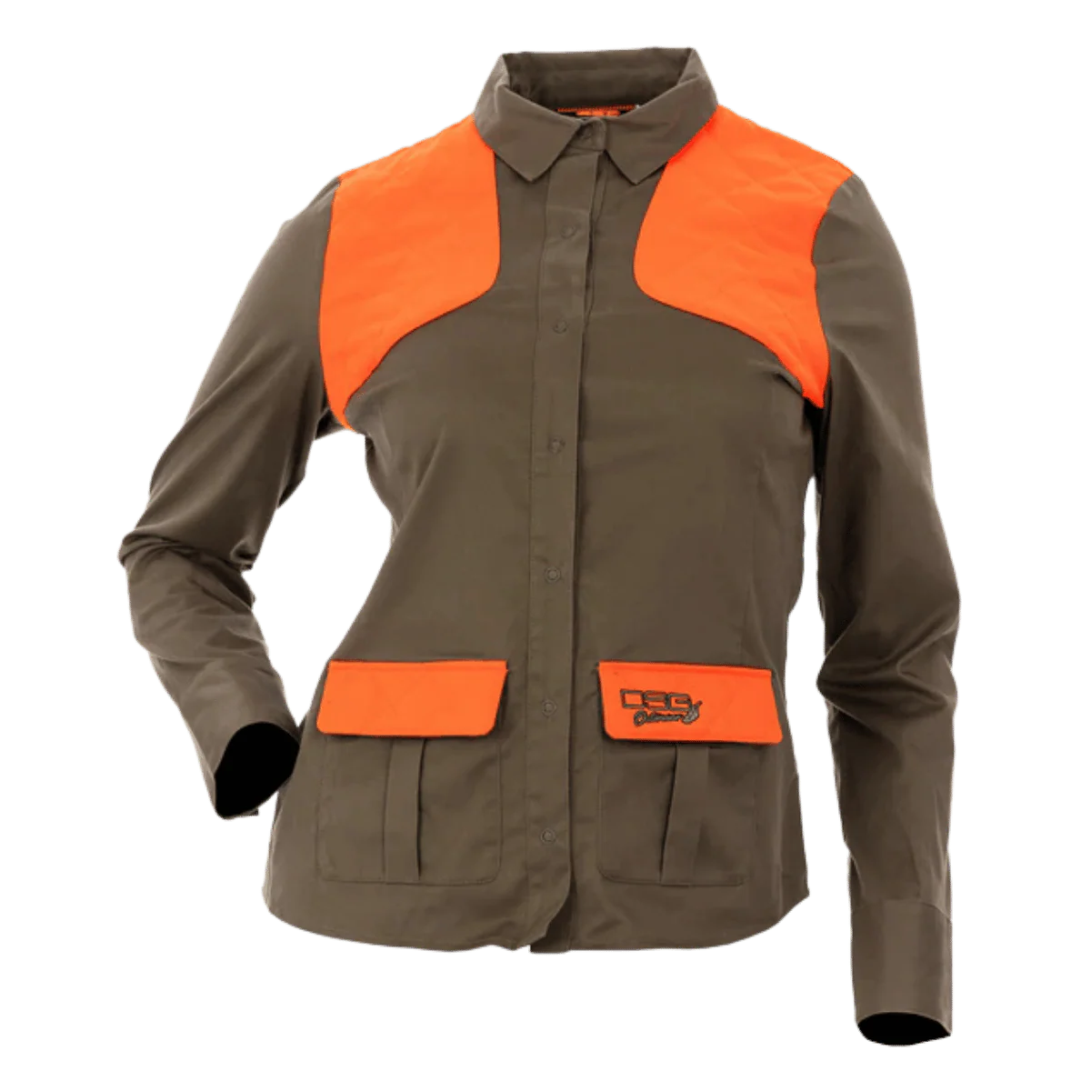 DSG OUTERWEAR WOMEN'S UPLAND SNAP UP SHIRT - BLAZE ORANGE/STONE