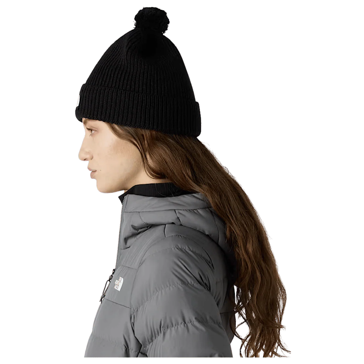 NORTHFACE TNF LOGO BOX REMOVABLE POM BEANIE - TNF BLACK - Image 4