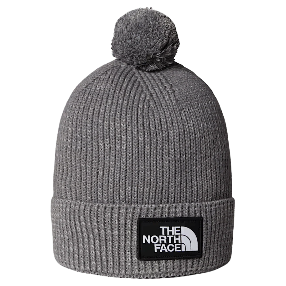 NORTHFACE TNF LOGO BOX REMOVABLE POM BEANIE - TNF MEDIUM GREY HEATHER - Image 5