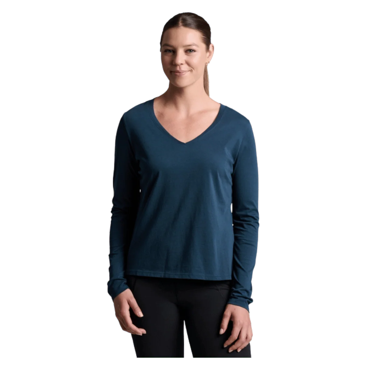 KUHL WOMEN'S VEGA LONG SLEEVE V-NECK TOP - METAL BLUE