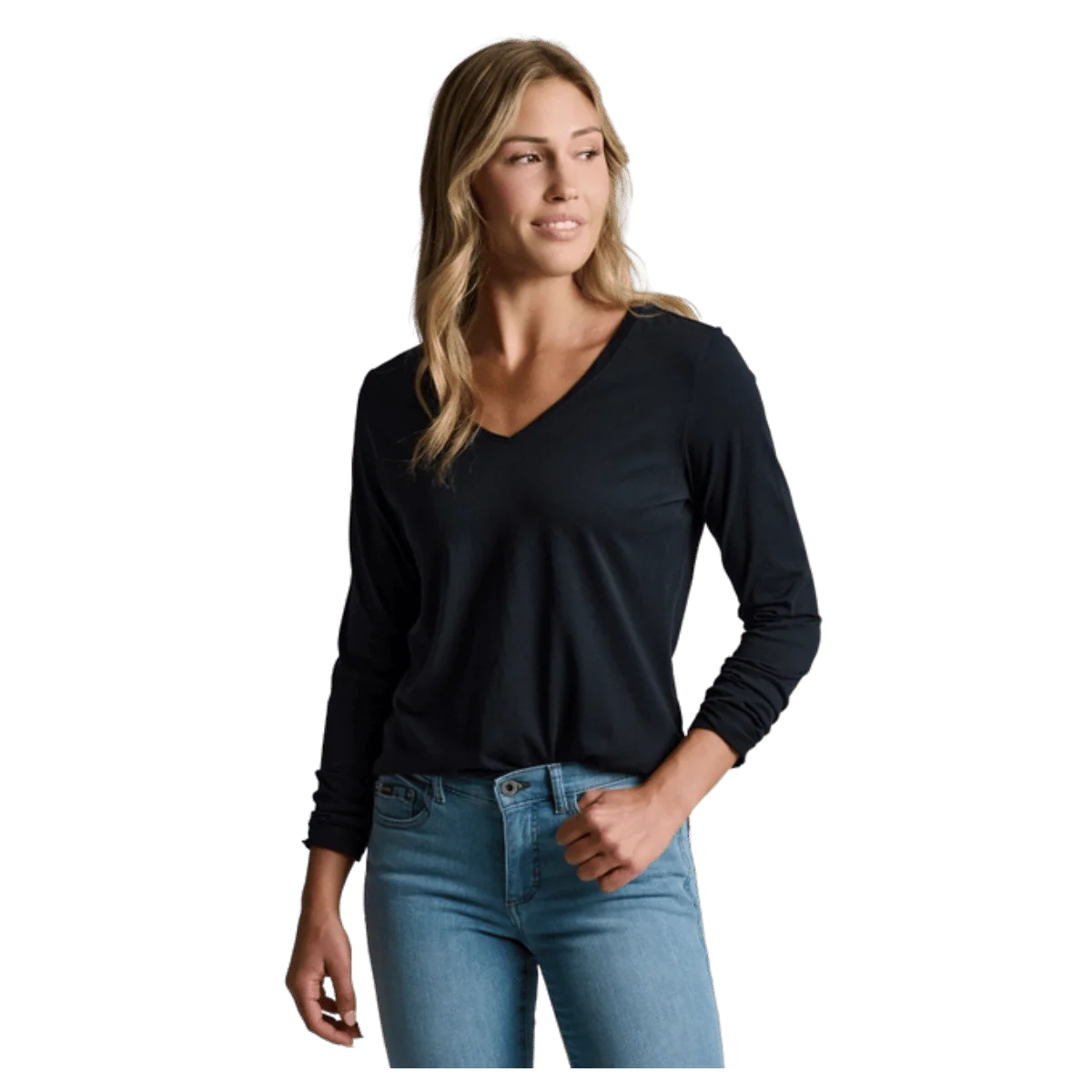 KUHL WOMEN'S VEGA LONG SLEEVE V-NECK TOP - BLACK