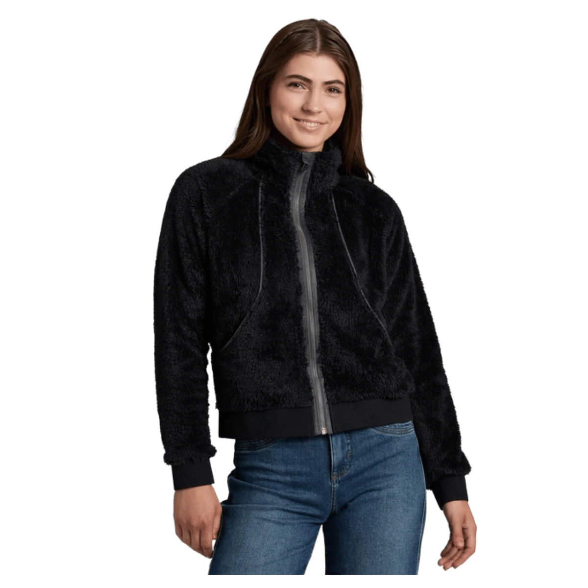 KUHL WOMEN'S AVINA FLIGHT JACKET HIGH-LOFT FLEECE - BLACK