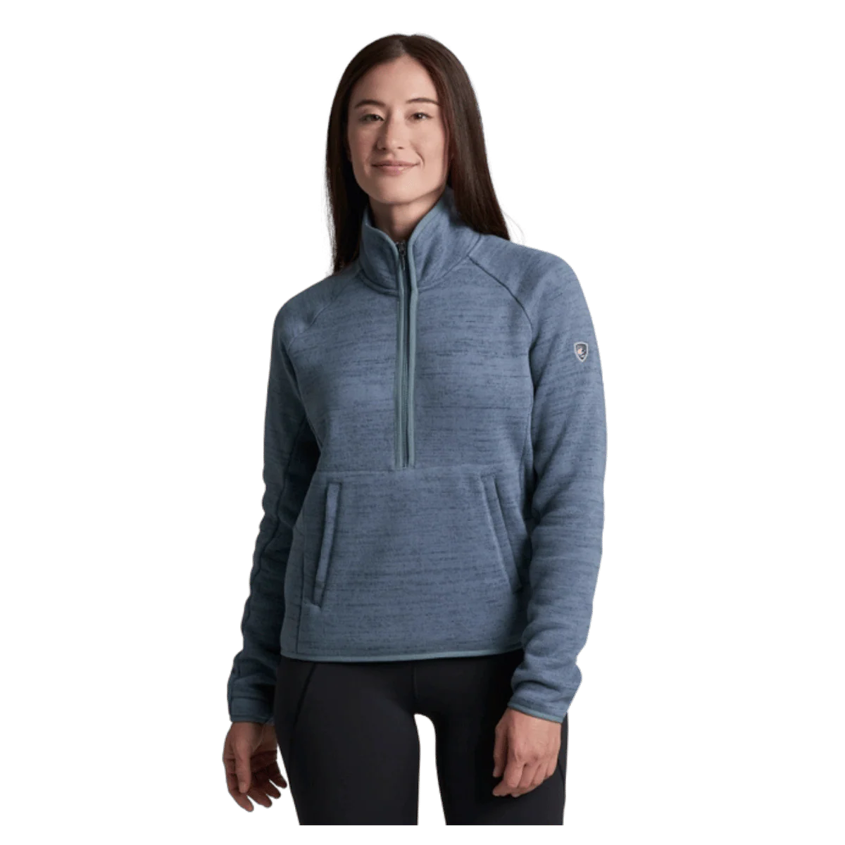 KUHL WOMEN'S AVALINE 1/4 ZIP SWEATER FLEECE - METAL BLUE