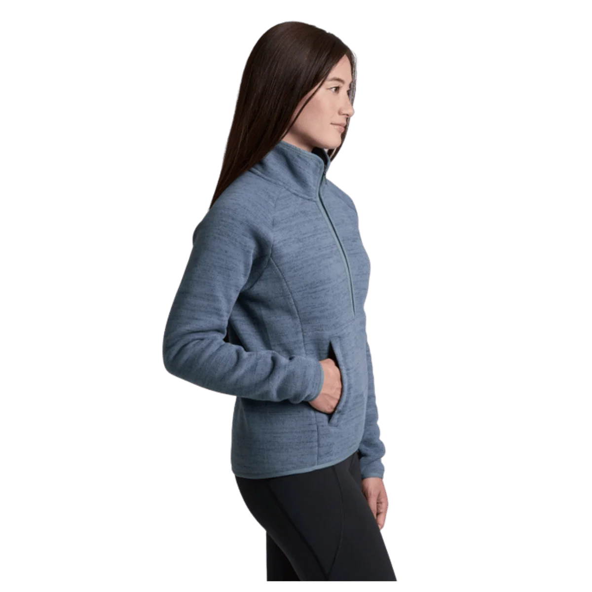 KUHL WOMEN'S AVALINE 1/4 ZIP SWEATER FLEECE - METAL BLUE - Image 2