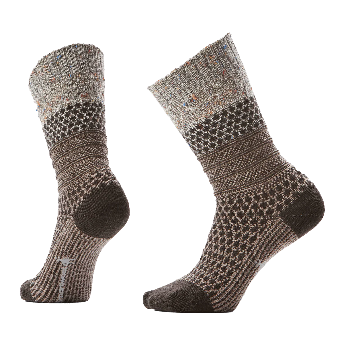 SMARTWOOL EVERYDAY POPCORN CABLE CREW FULL CUSHION SOCKS - TAUPE NATURAL MARL