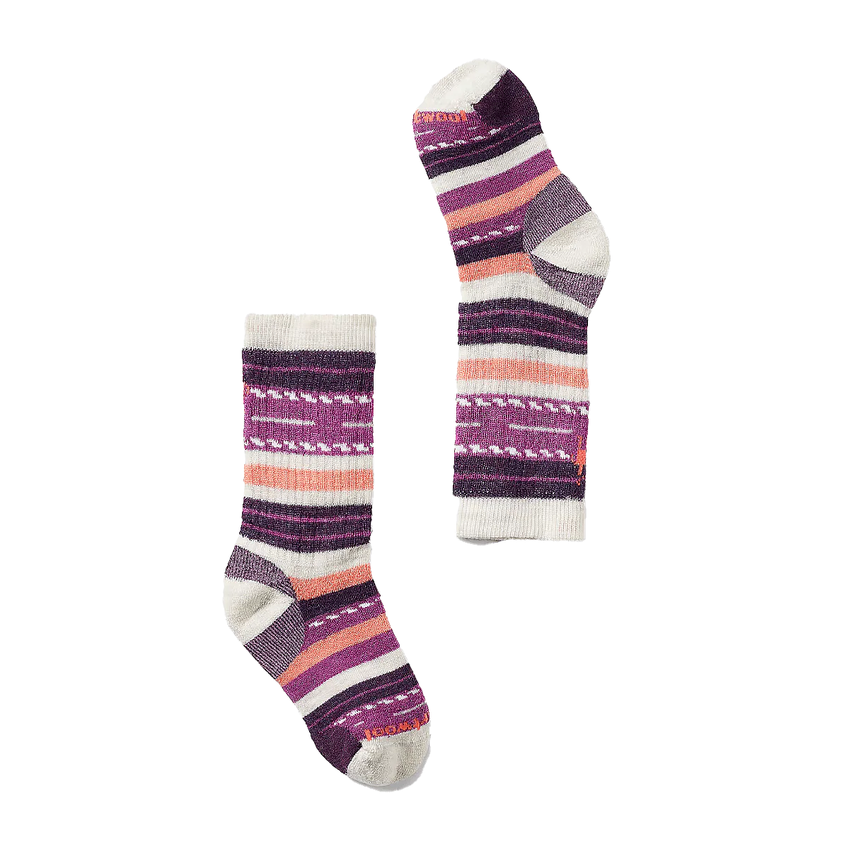 SMARTWOOL KIDS' HIKE MARGARITA CREW FULL CUSHION SOCKS - MOON BEAM