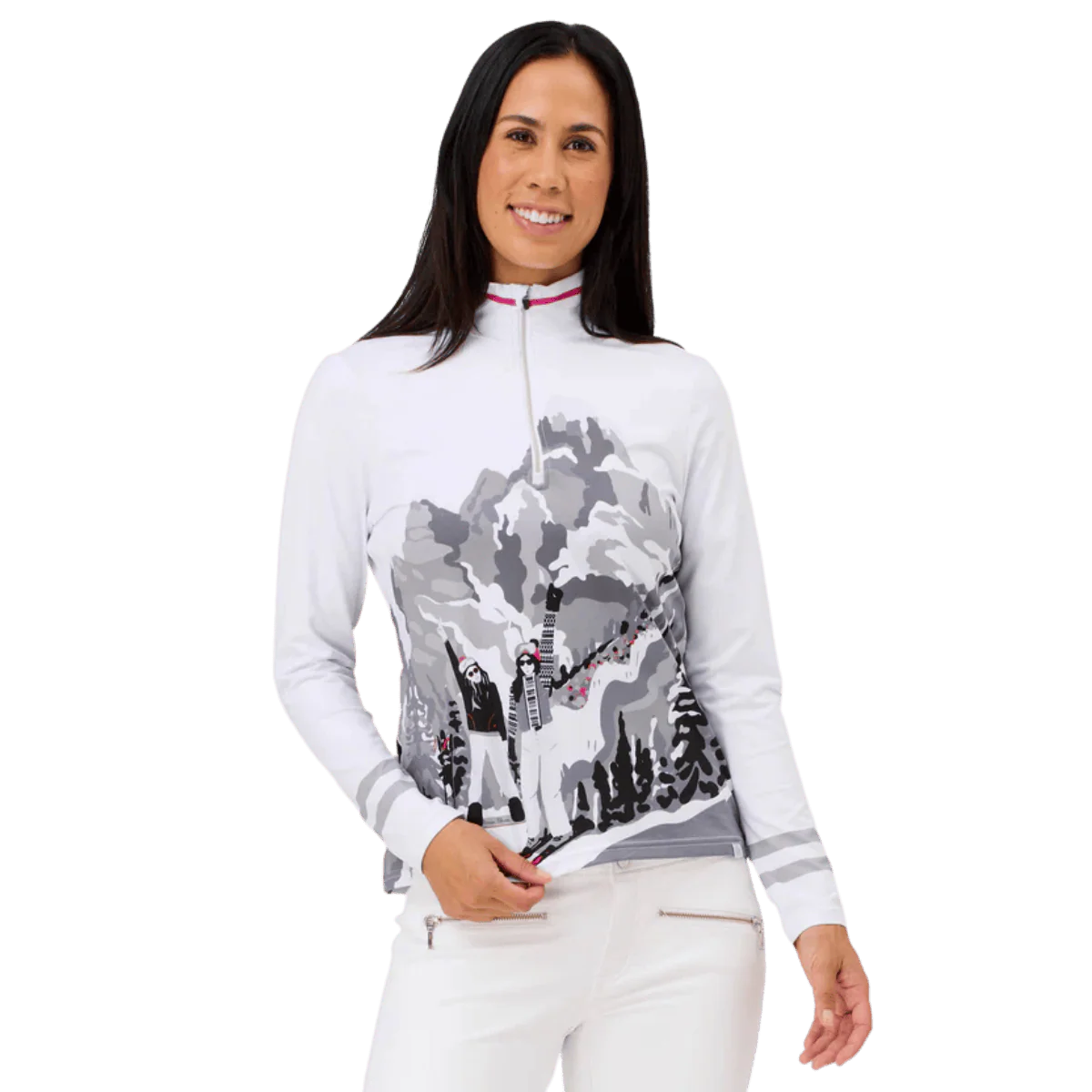 KRIMSON KLOVER WOMEN'S POWER 1/4 ZIP SKI BASELAYER TOP - WHITE