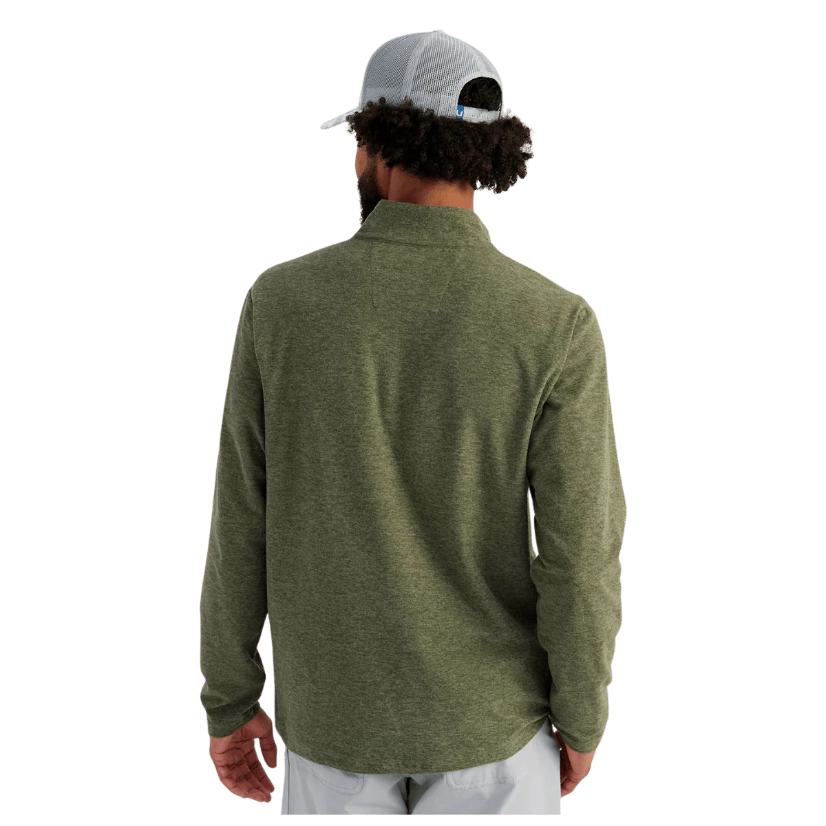 HUK MEN'S LEEWARD LIGHTWEIGHT FLEECE 1/4 ZIP - MOSS HEATHER - Image 2