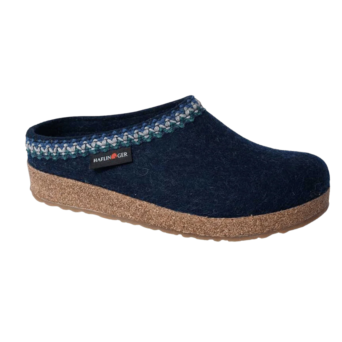 HAFLINGER GRIZZLY ZIG ZAG WOOL CLOGS - CAPTAINS BLUE - Image 3