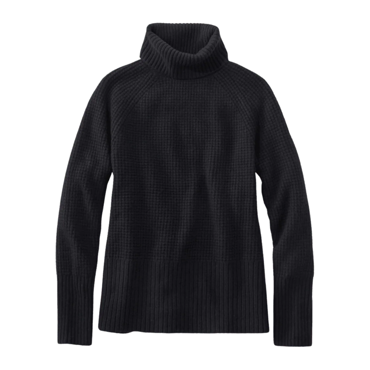 L.L.BEAN WOMEN'S WAFFLE TURTLENECK SWEATER - BLACK
