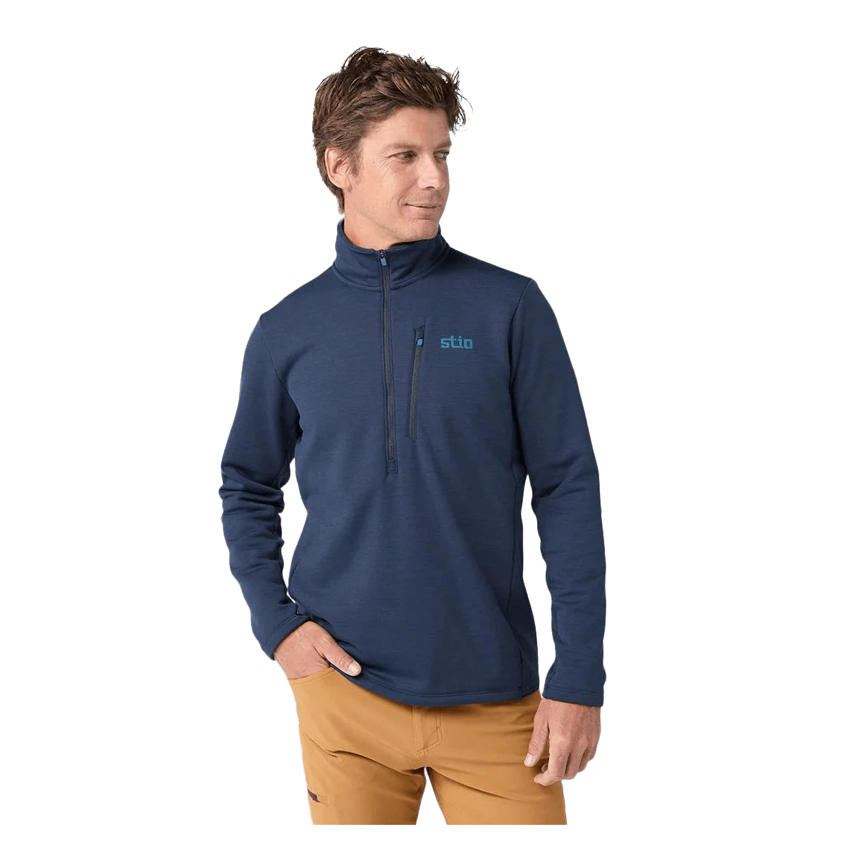 STIO MEN'S GLIDE POWER STRETCH 1/2 ZIP - MOUNTAIN SHADOW HEATHER - Image 2