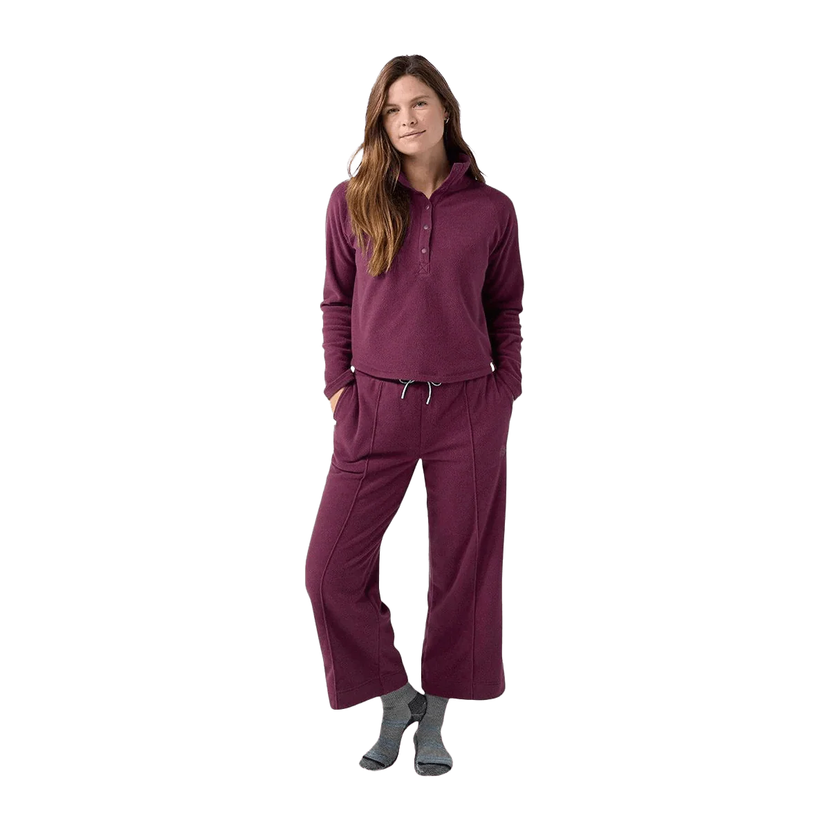 STIO WOMEN'S TURPIN FLEECE WIDE CROP PANT - AUBERGINE - Image 2